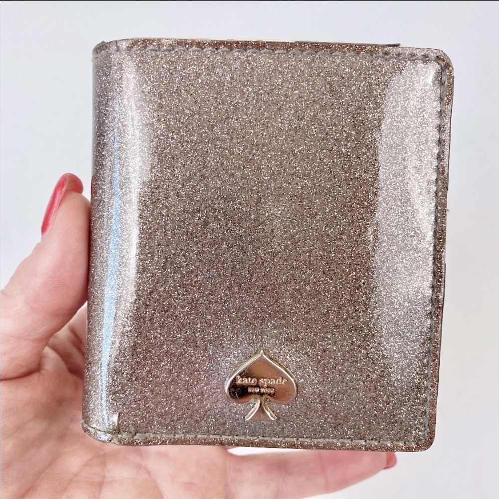 Kate Spade Silver Glitter Bifold Wallet
